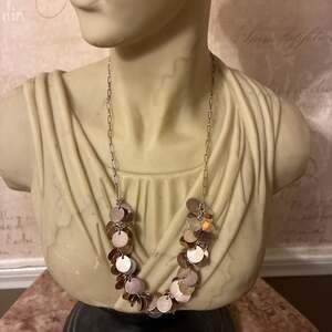 Chico's Mylie Sterling silver 925 Two Tone Gold and Silver Dangle Disc Bib Neckl